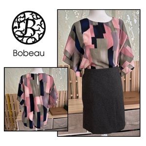 Bobeau Ruffle Multicolor Geometric Shirt Boxy Blouse Women’s XS - Classic Top
